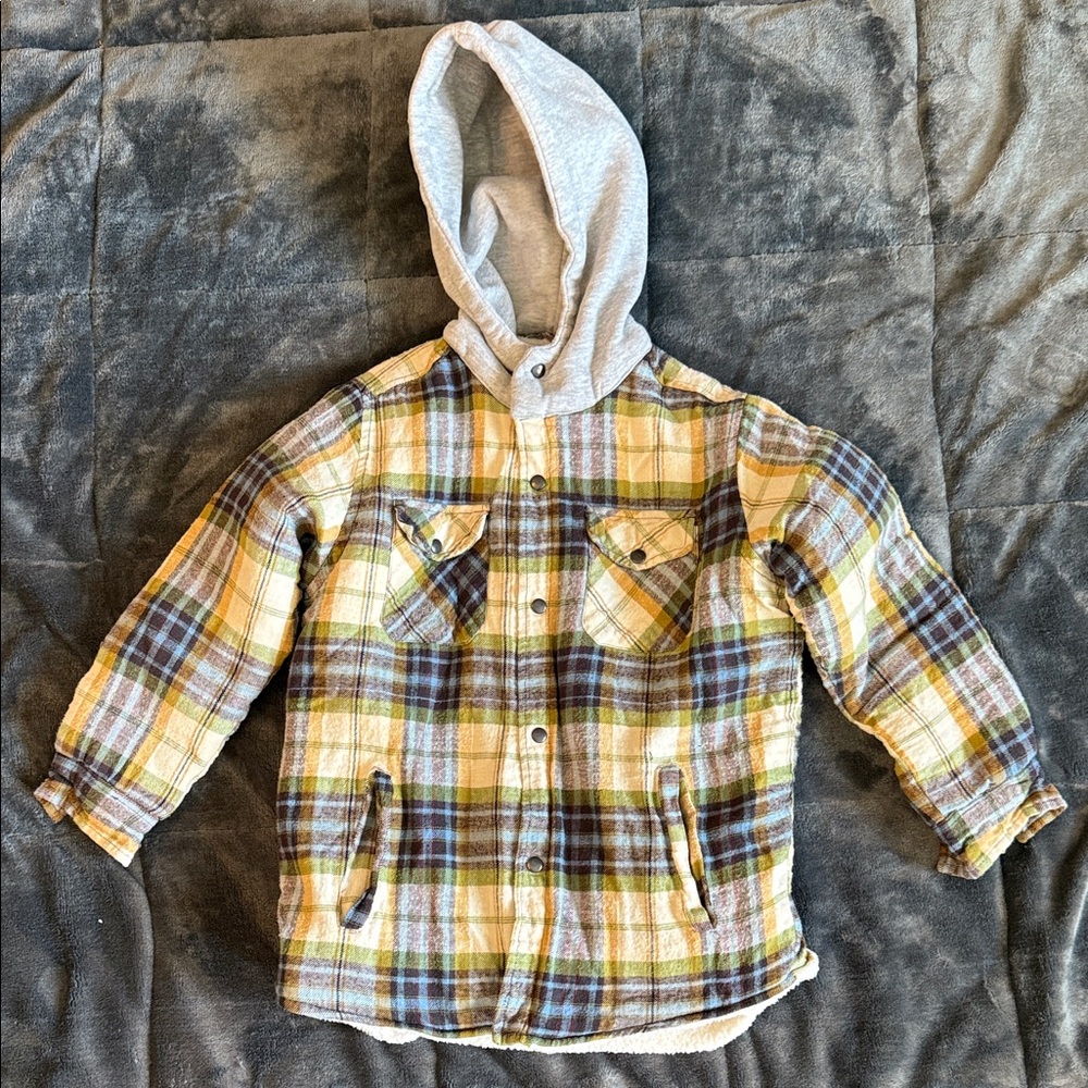 Plaid Hooded Kids Jacket